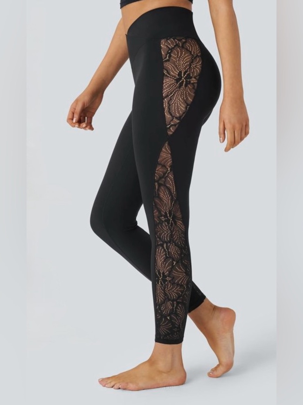 2/$25 NWT Halara SoftlyZero™ Crossover High-Waisted Lace Leggings